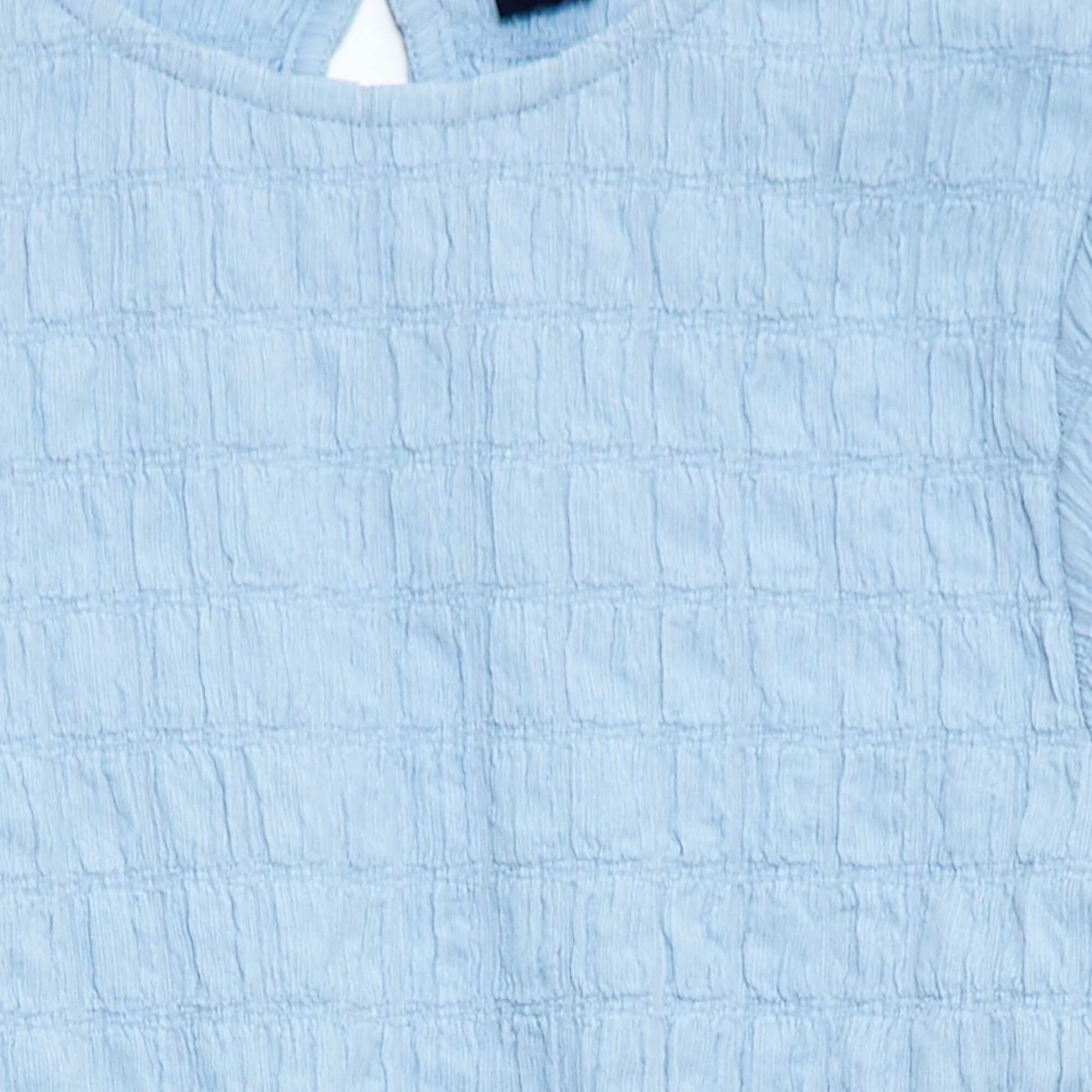 Loose-fit fancy knit t-shirt BLUE