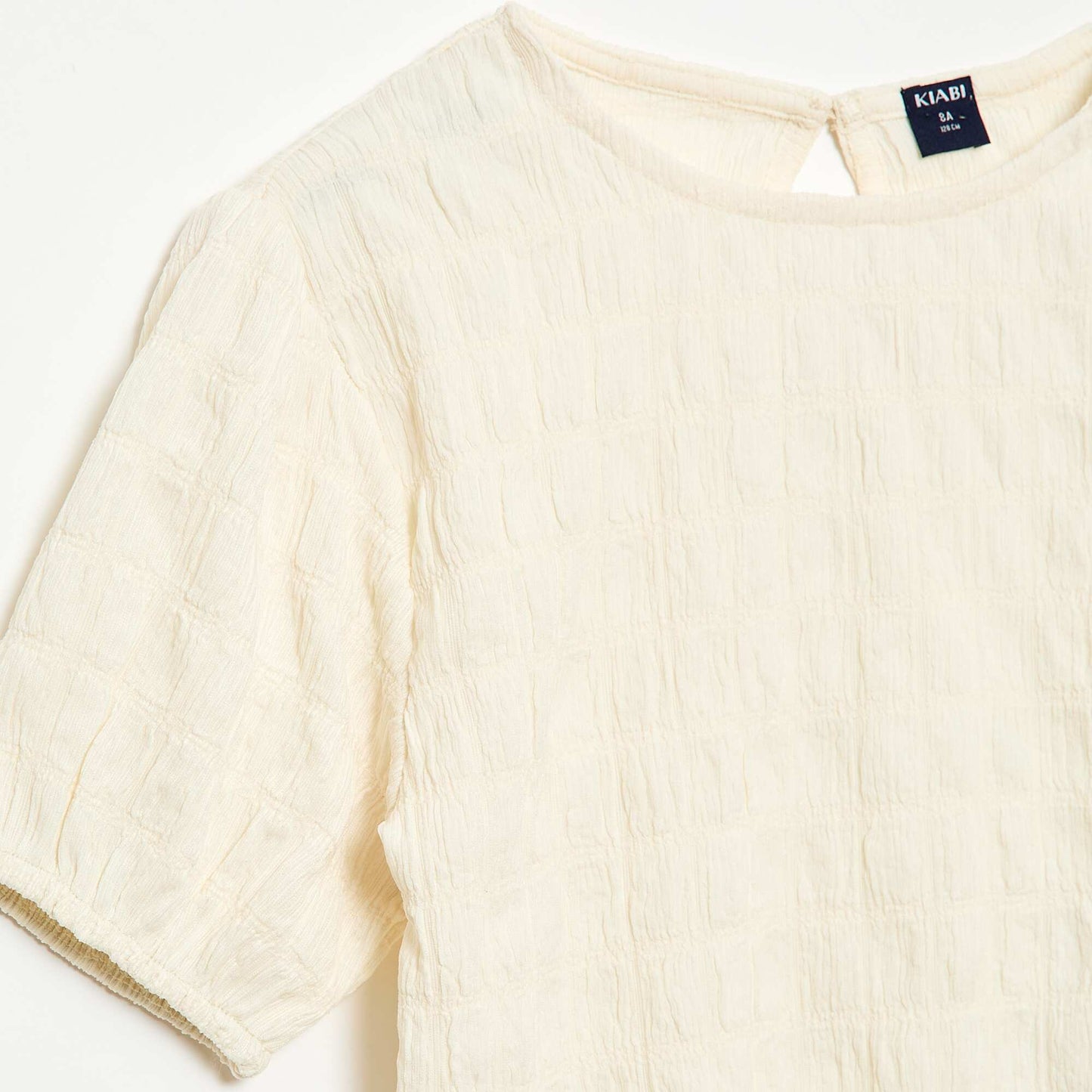 Loose-fit fancy knit t-shirt BEIGE
