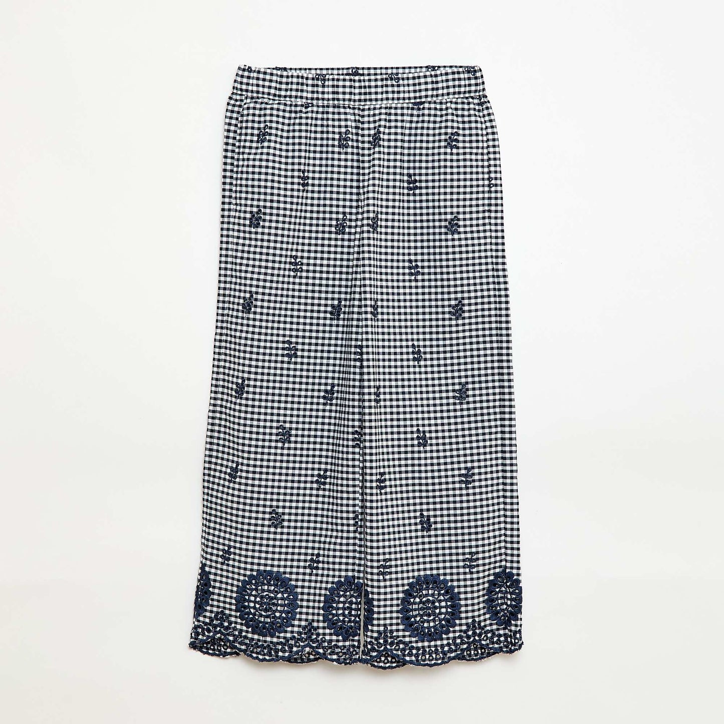 Gingham Cotton Trousers BLUE