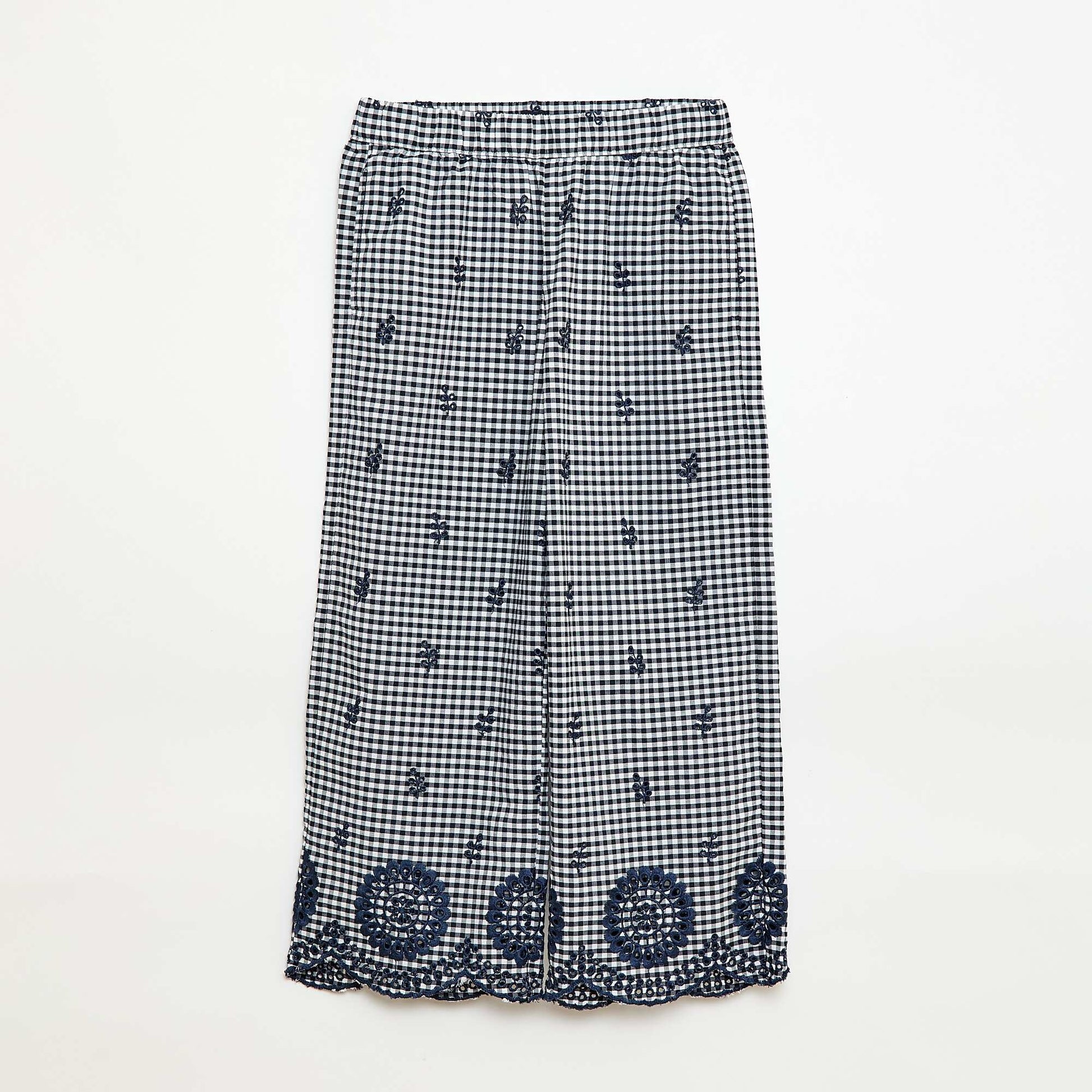 Gingham Cotton Trousers BLUE