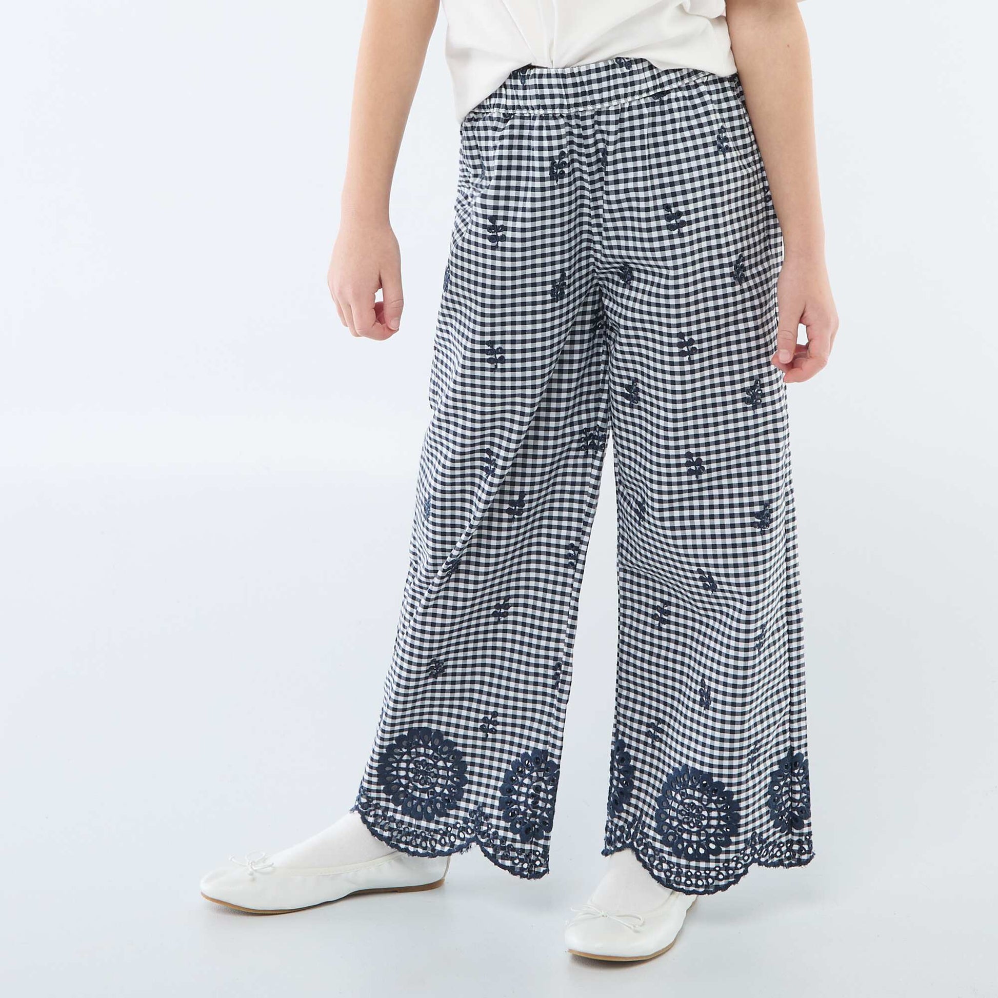Gingham Cotton Trousers BLUE