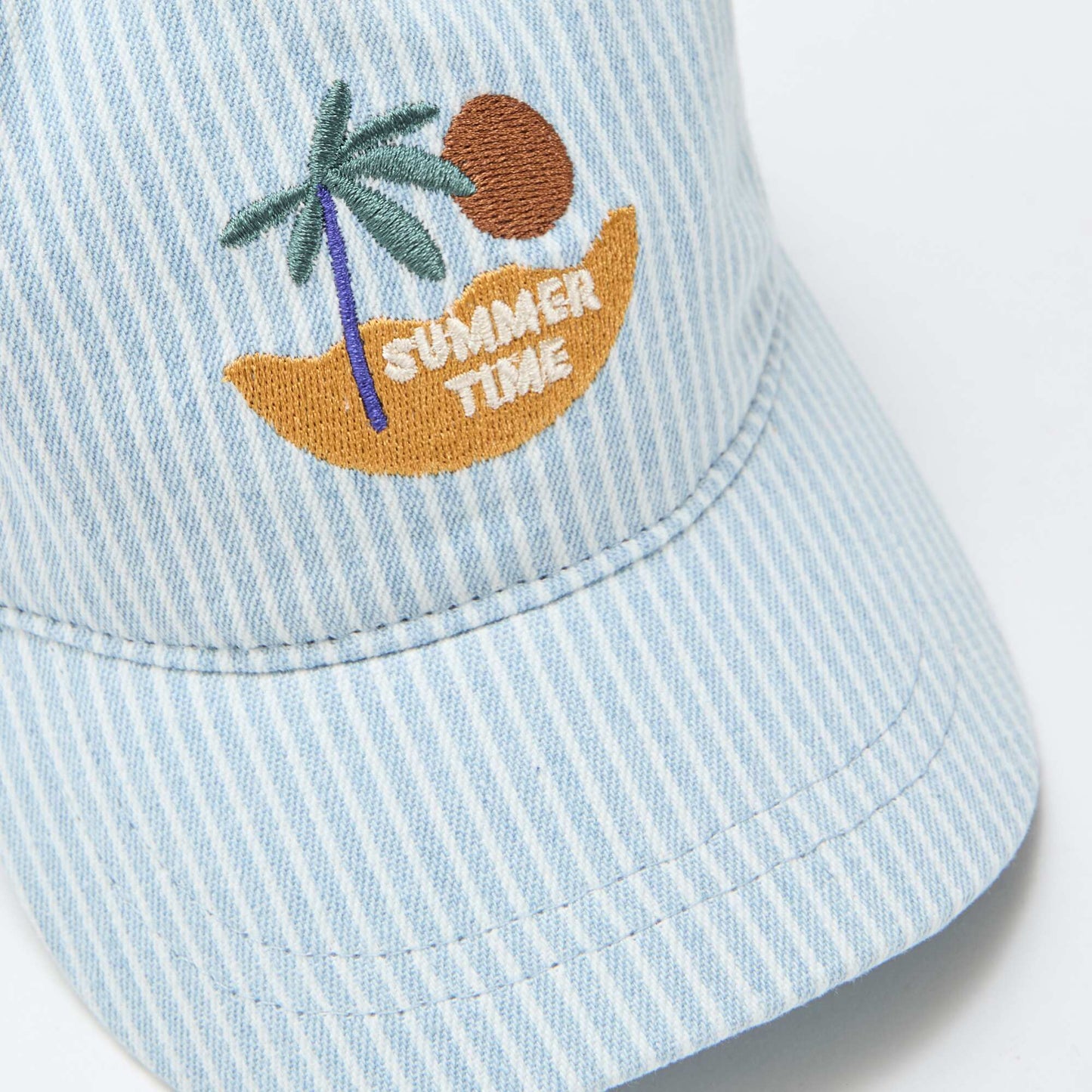 Striped Cap with Embroidered Patch BLUE