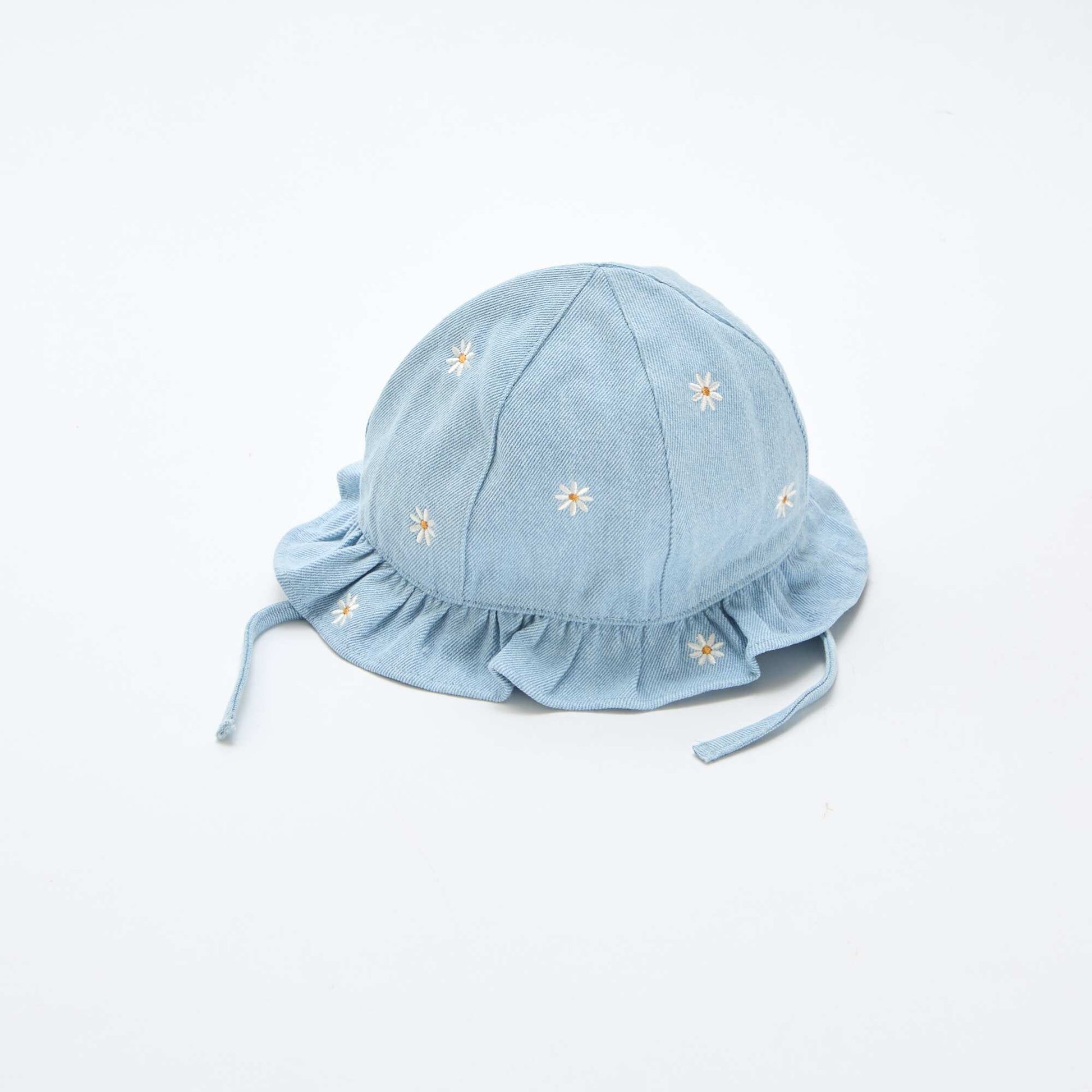 Embroidered Floral Denim Bucket Hat BLUE