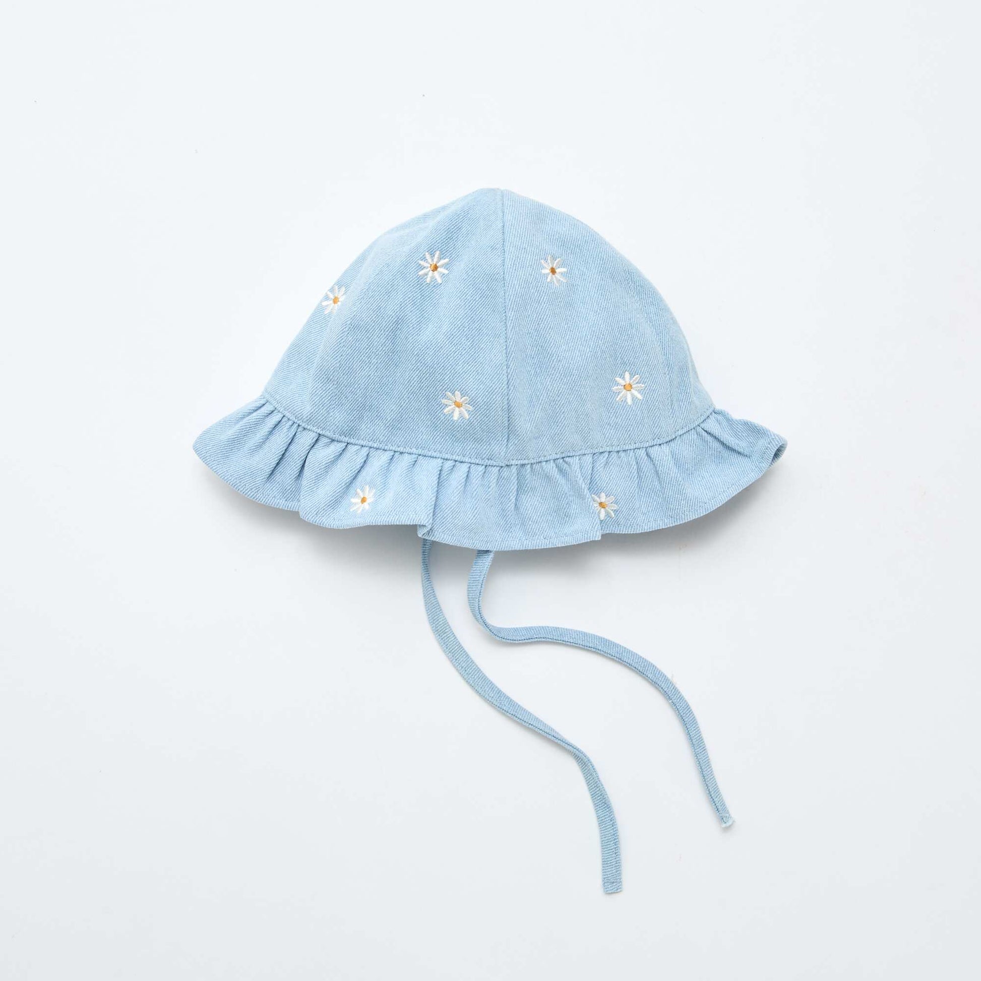 Embroidered Floral Denim Bucket Hat BLUE