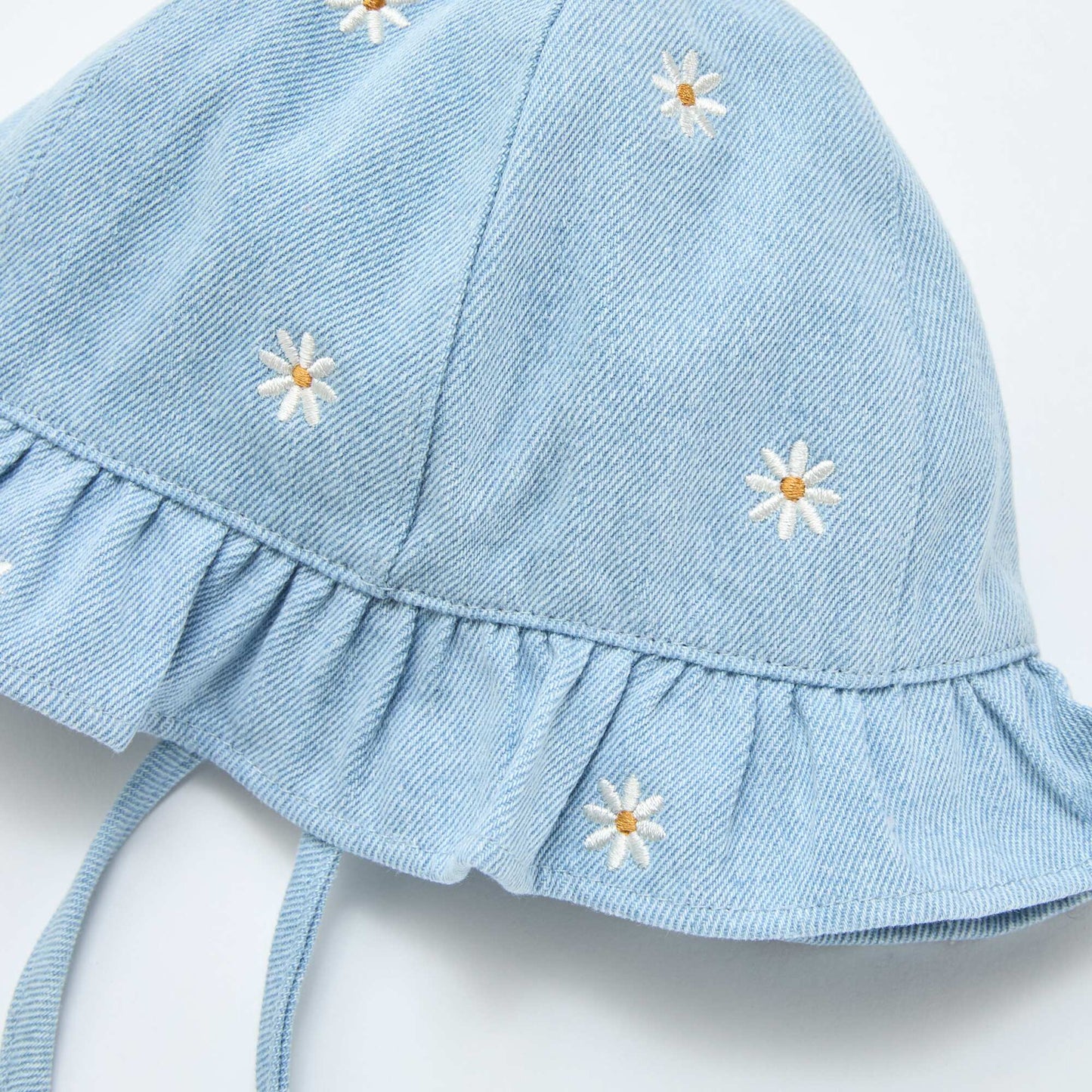 Embroidered Floral Denim Bucket Hat BLUE