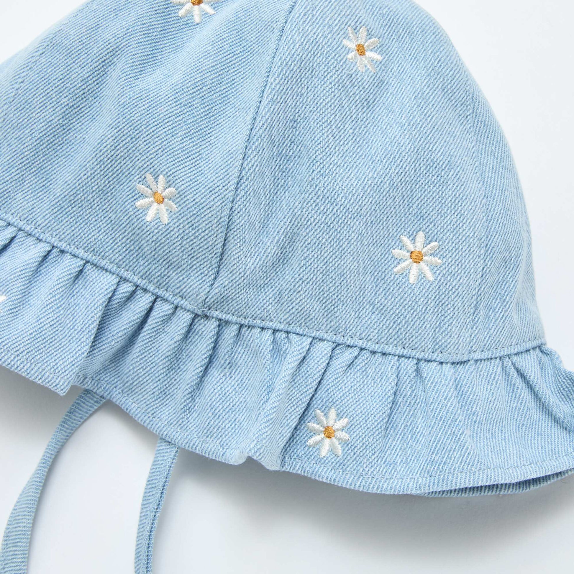 Embroidered Floral Denim Bucket Hat BLUE