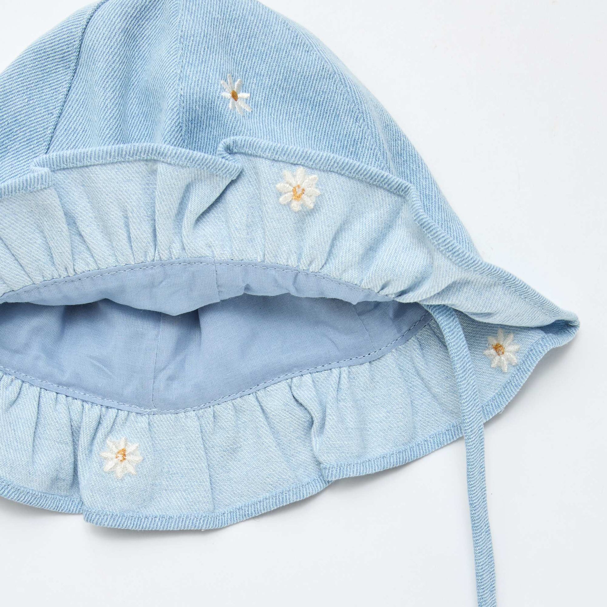 Embroidered Floral Denim Bucket Hat BLUE
