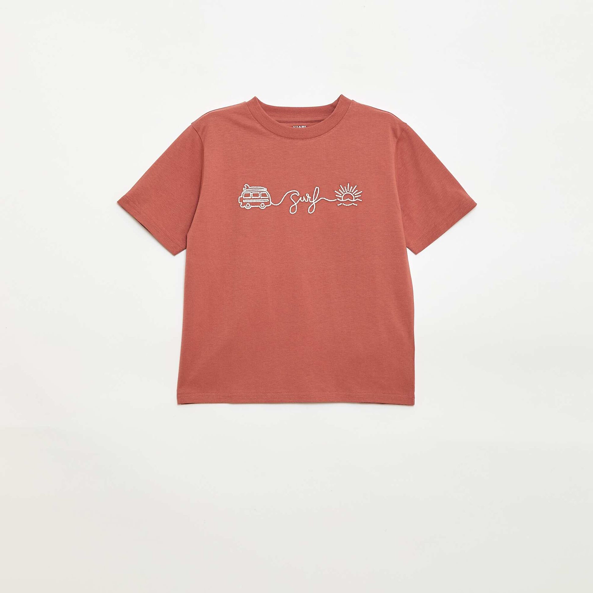 Short-Sleeved Embroidered T-Shirt RED