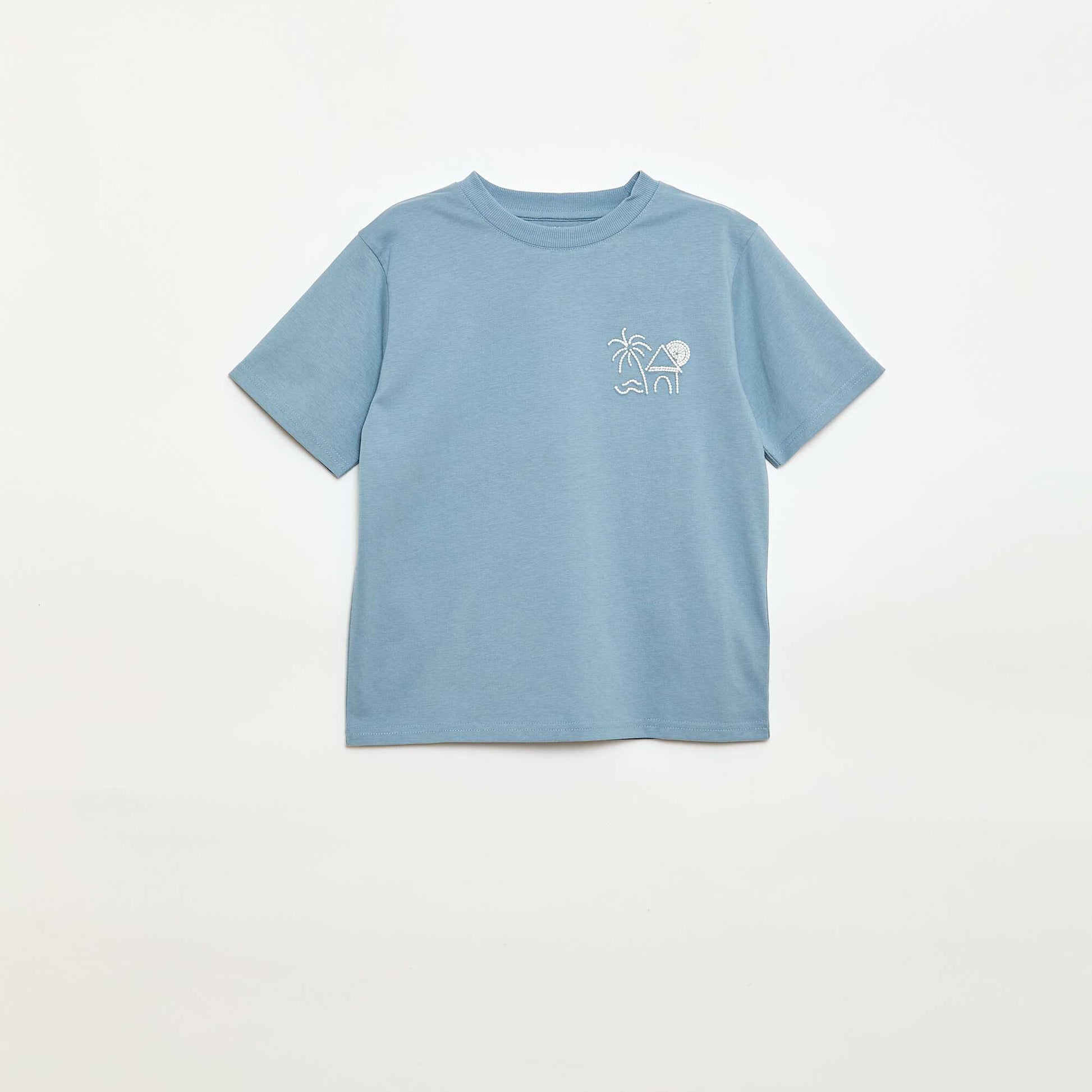 Short-Sleeved Embroidered T-Shirt BLUE