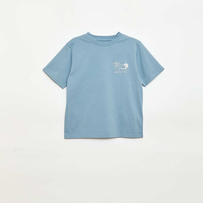 Short-Sleeved Embroidered T-Shirt BLUE