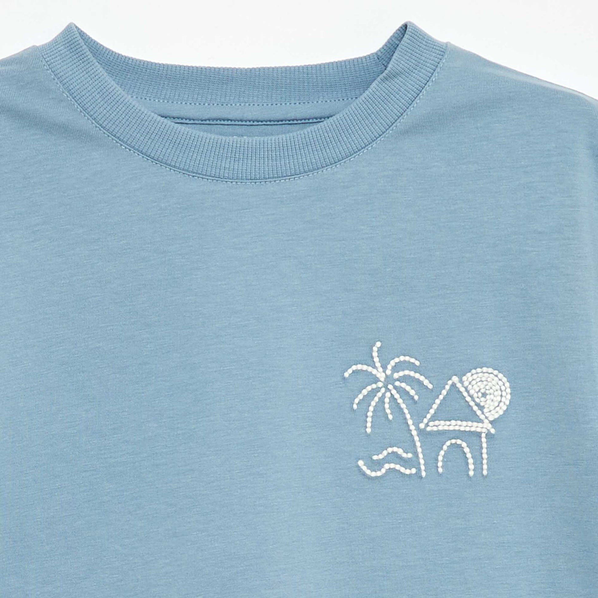 Short-Sleeved Embroidered T-Shirt BLUE