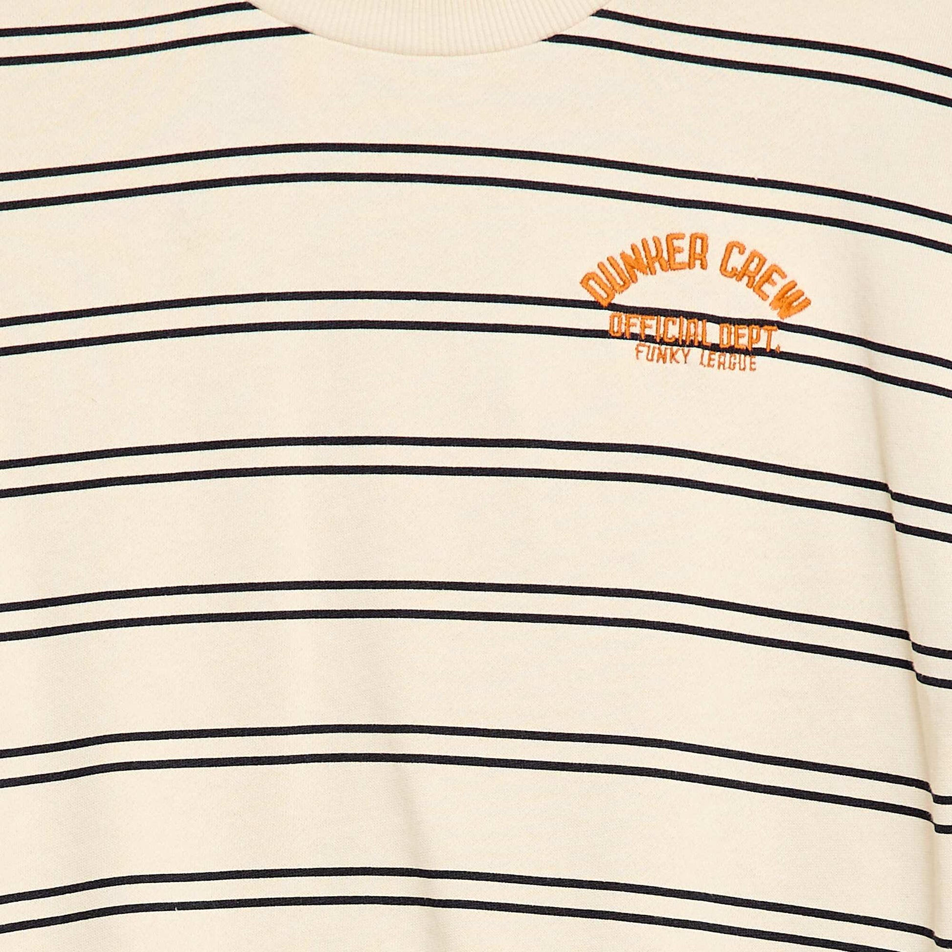 Striped Crew Neck Sweatshirt WHITE