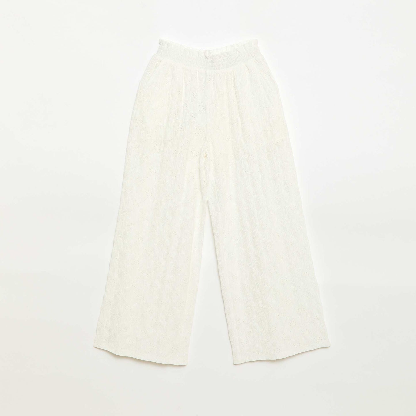 Wide-leg Broderie Anglaise Trousers WHITE