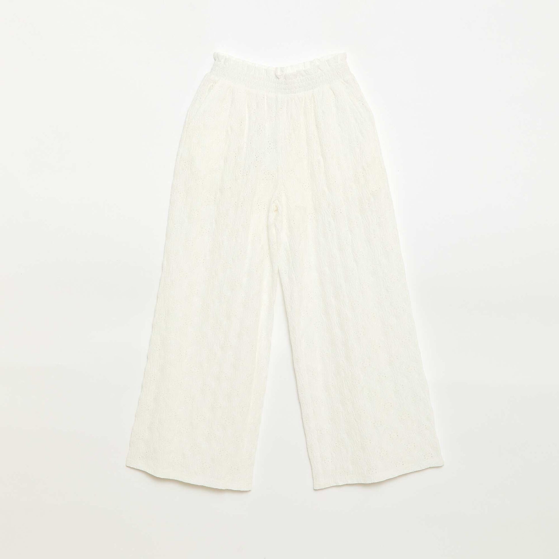 Wide-leg Broderie Anglaise Trousers WHITE