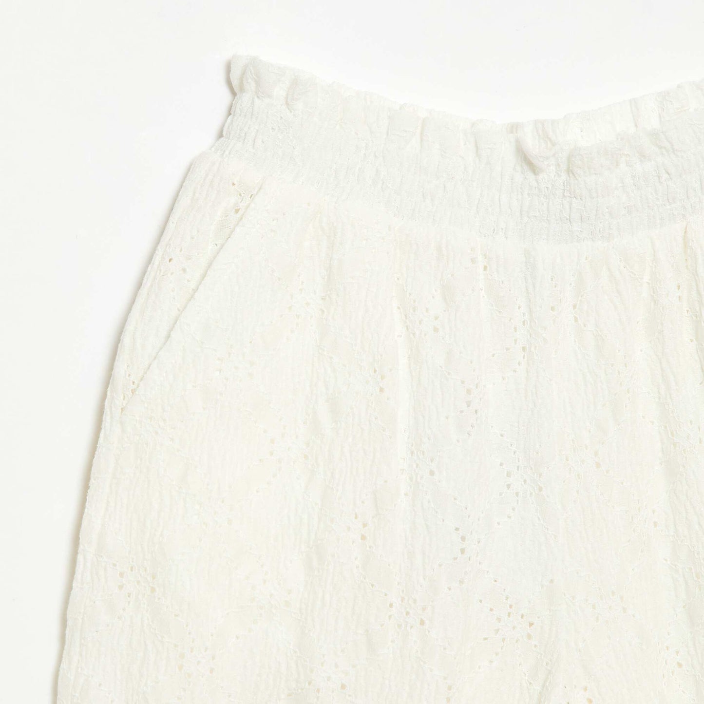 Wide-leg Broderie Anglaise Trousers WHITE