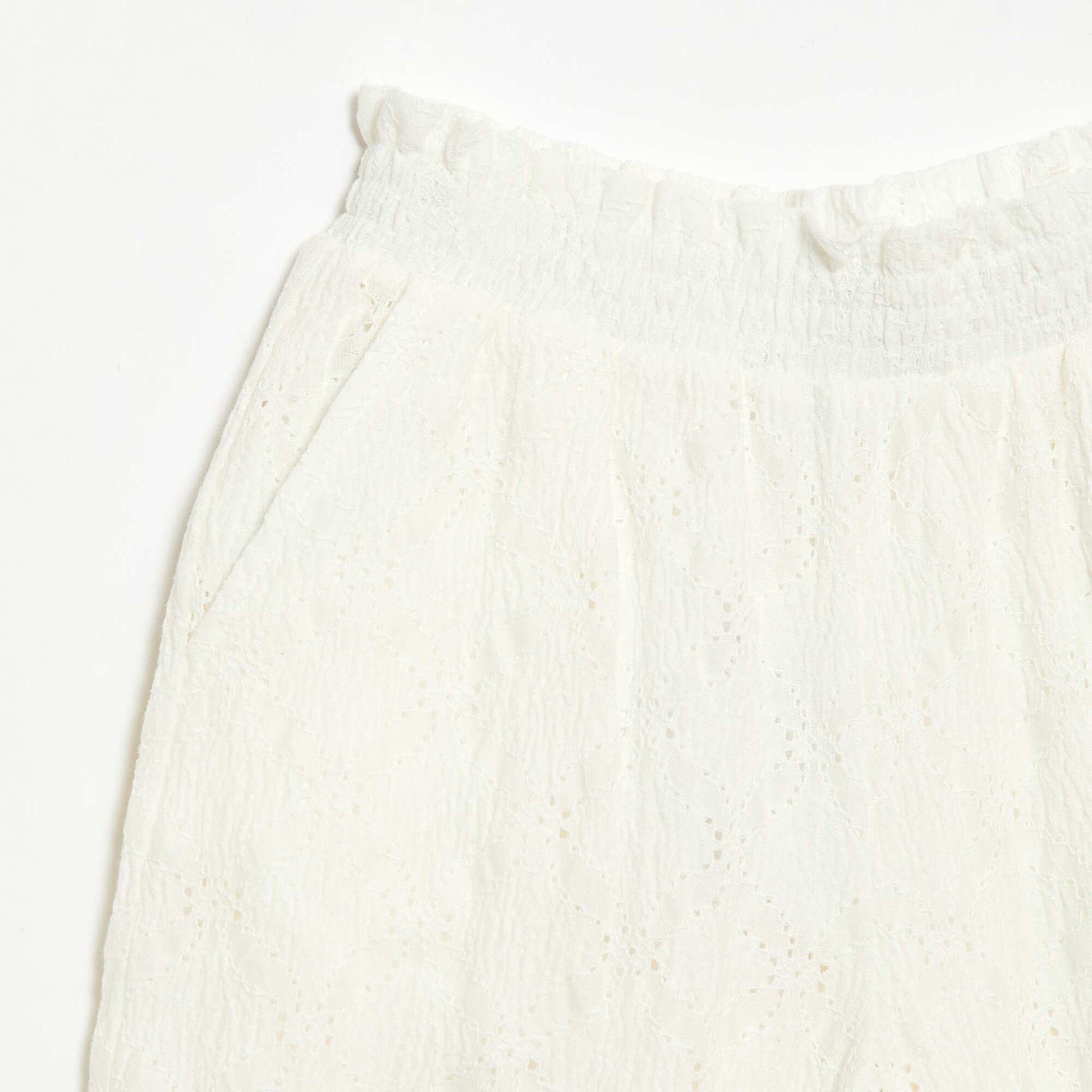 Wide-leg Broderie Anglaise Trousers WHITE