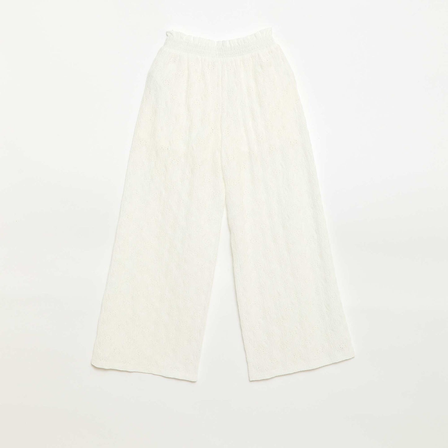 Wide-leg Broderie Anglaise Trousers WHITE