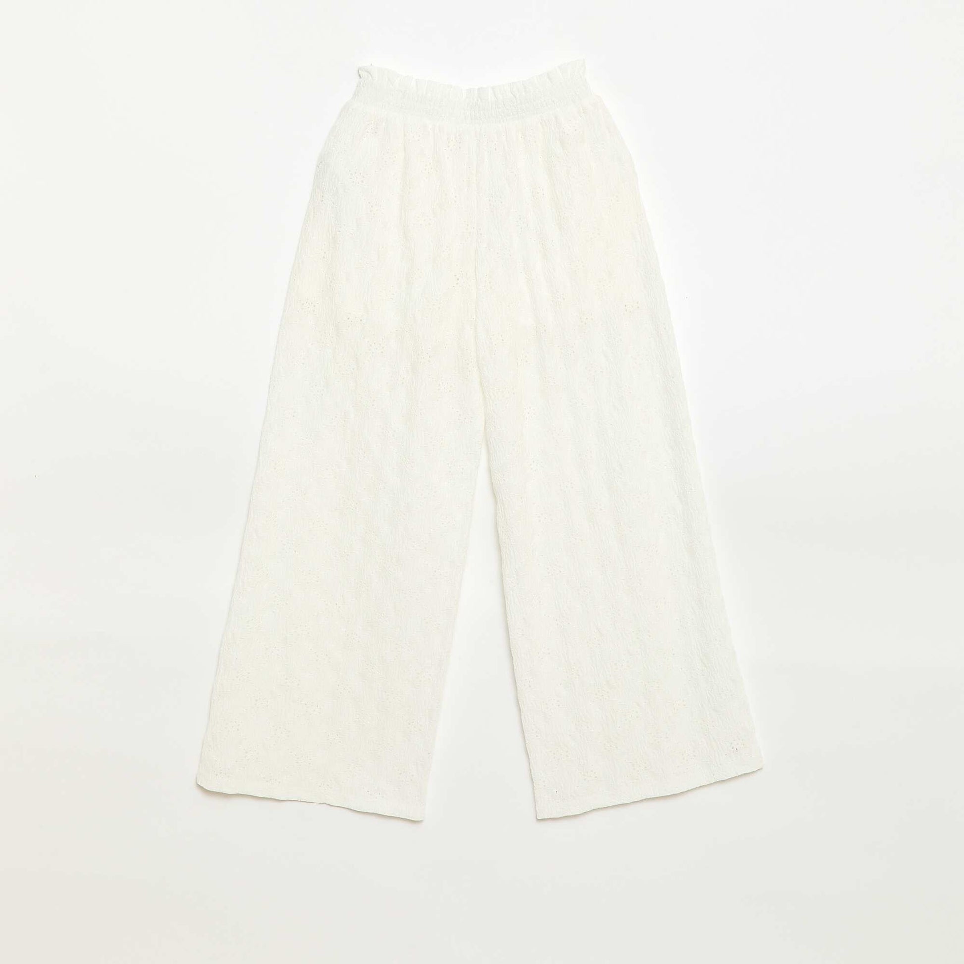 Wide-leg Broderie Anglaise Trousers WHITE