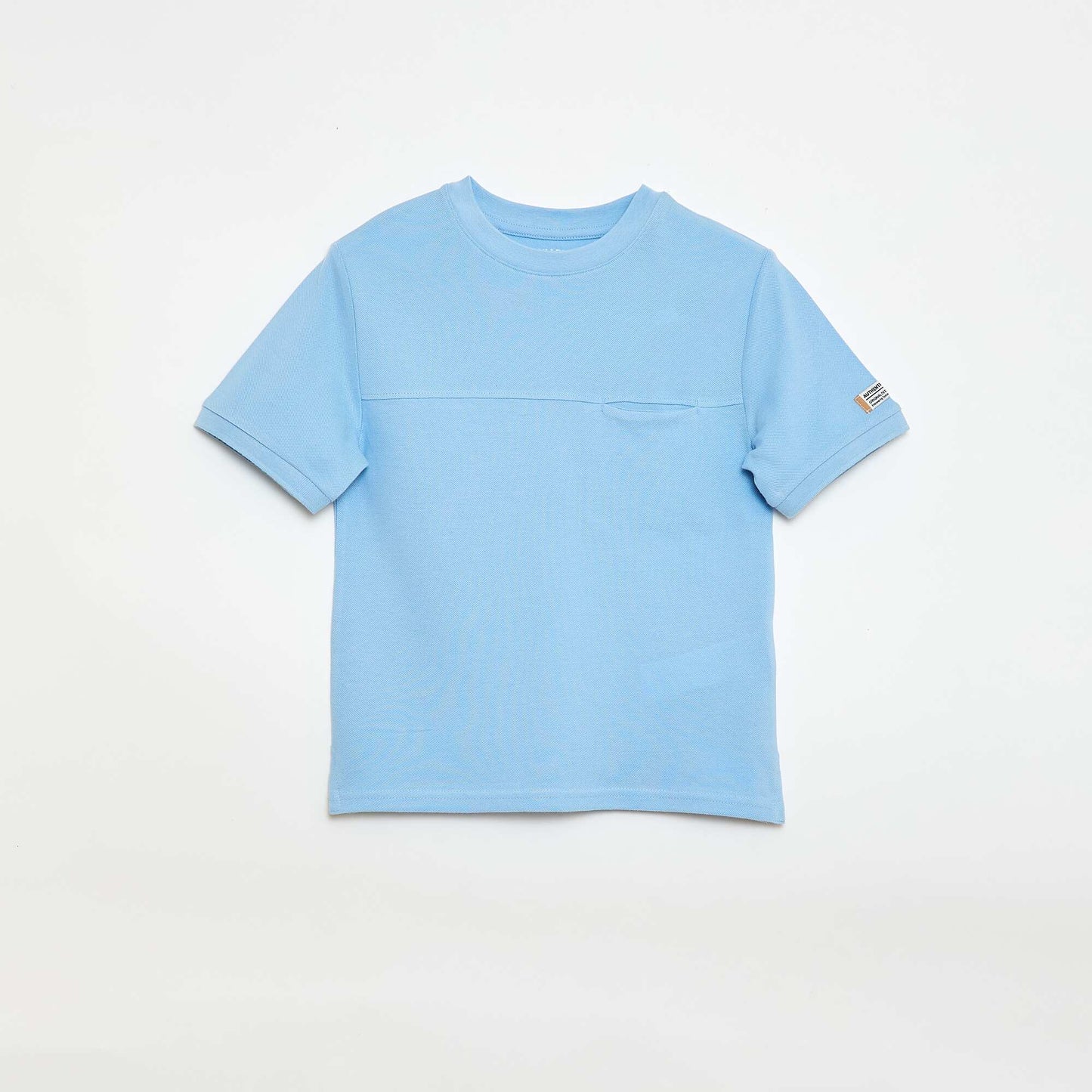 Pique cotton short-sleeved T-shirt BLUE