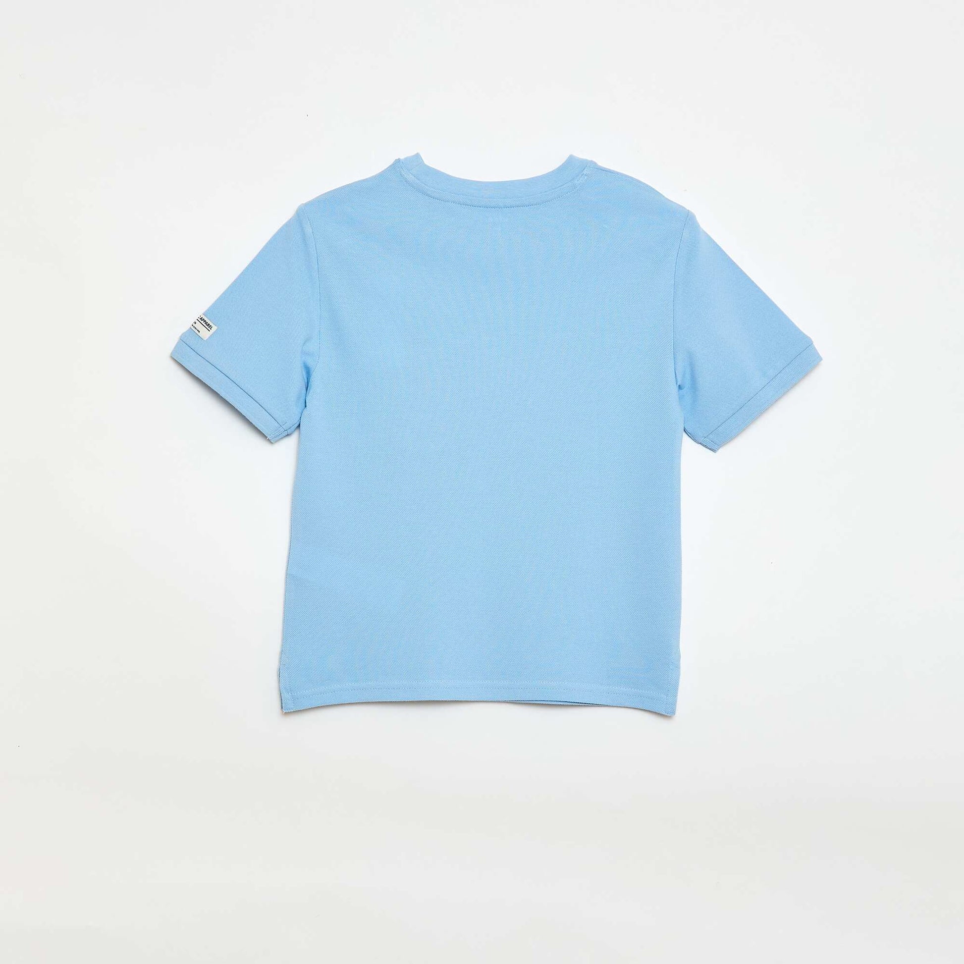 Pique cotton short-sleeved T-shirt BLUE
