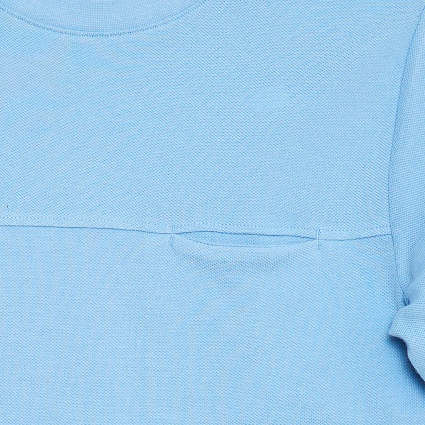 Pique cotton short-sleeved T-shirt BLUE