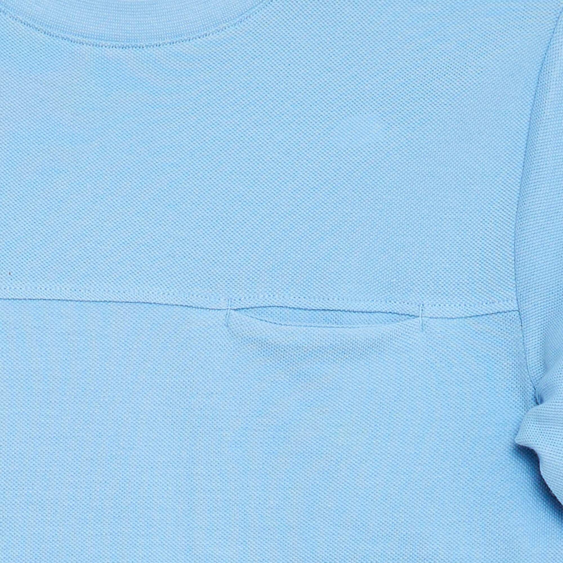 Pique cotton short-sleeved T-shirt BLUE