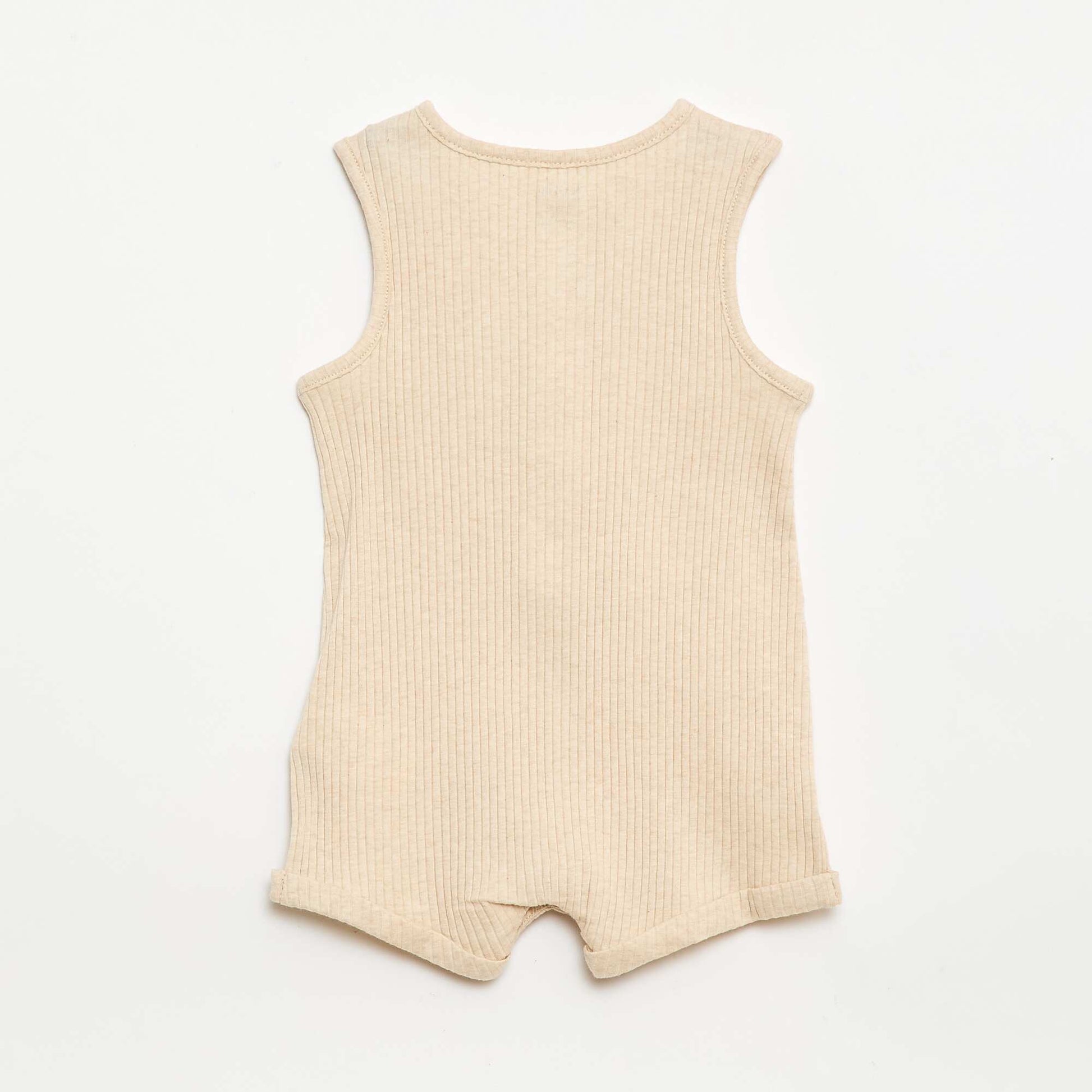 Ribbed knit short romper BEIGE