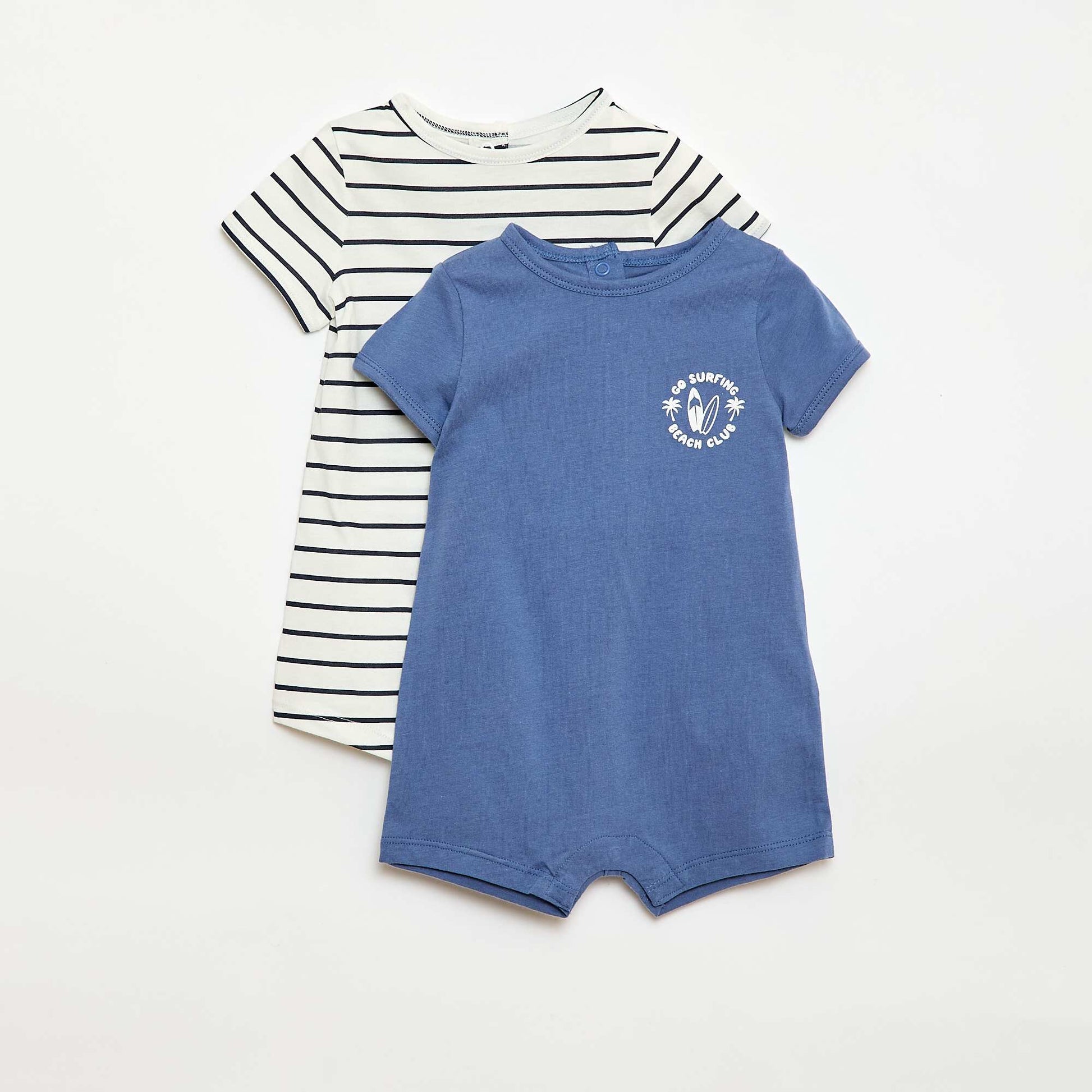 2-Pack of Short Jersey Rompers BLUE