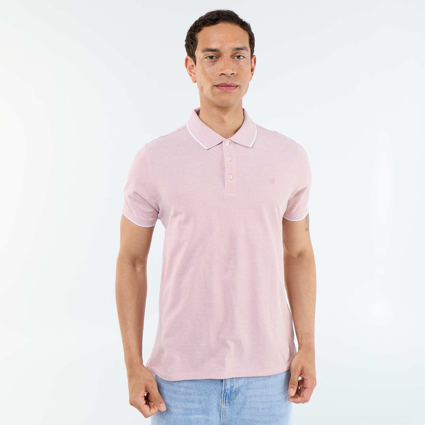 Polo Shirt with Chest Embroidery PINK