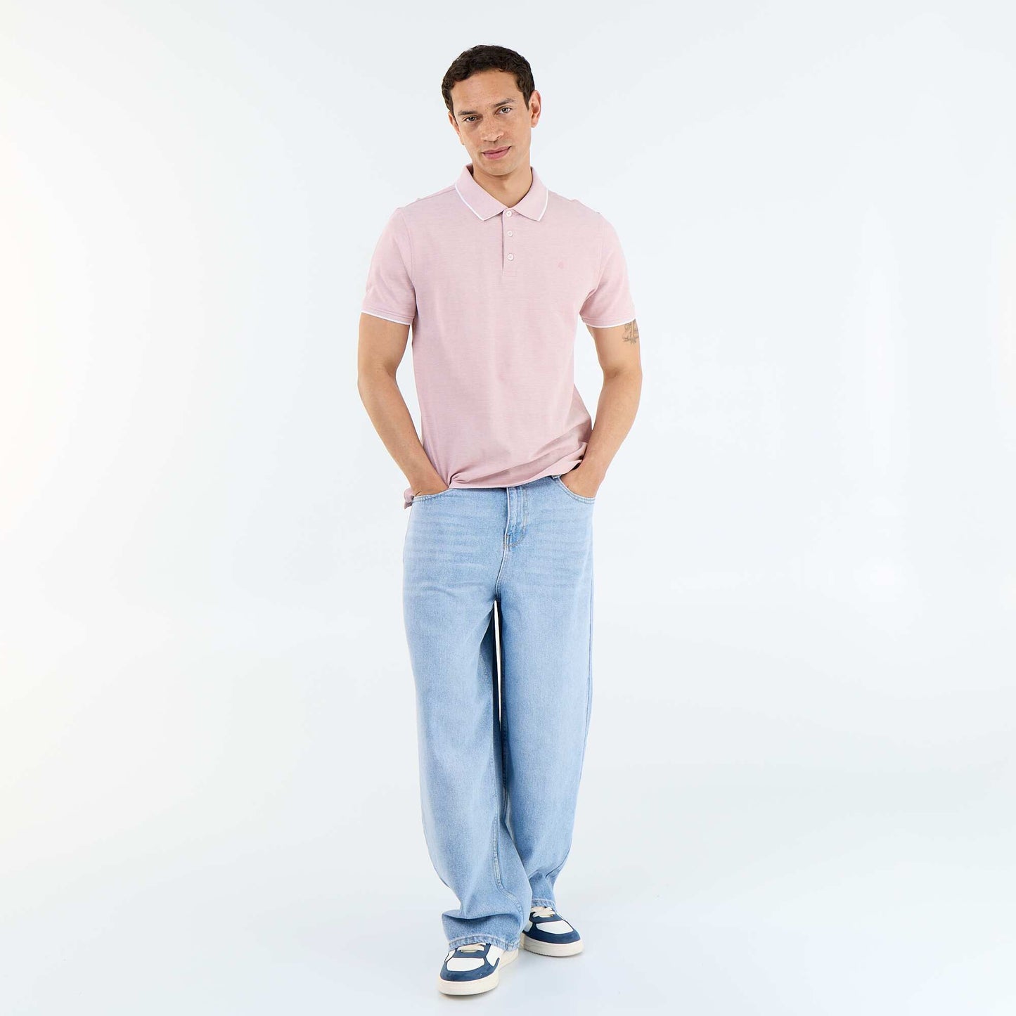 Polo Shirt with Chest Embroidery PINK