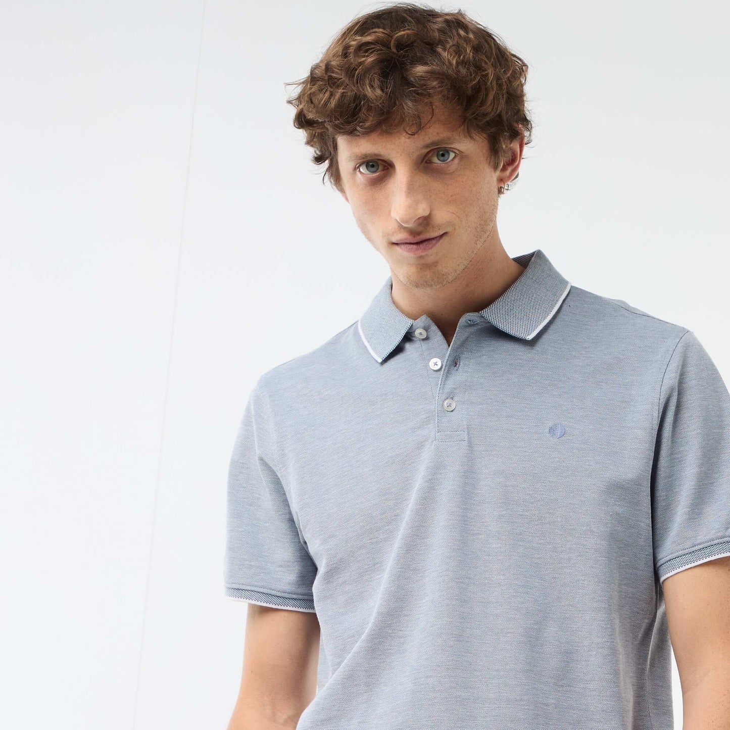 Polo Shirt with Chest Embroidery BLUE