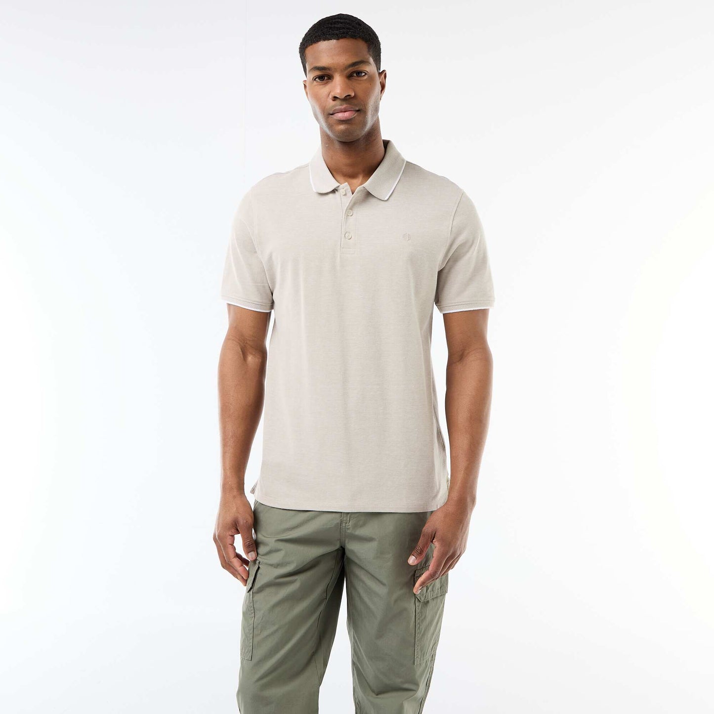 Polo Shirt with Chest Embroidery KHAKI