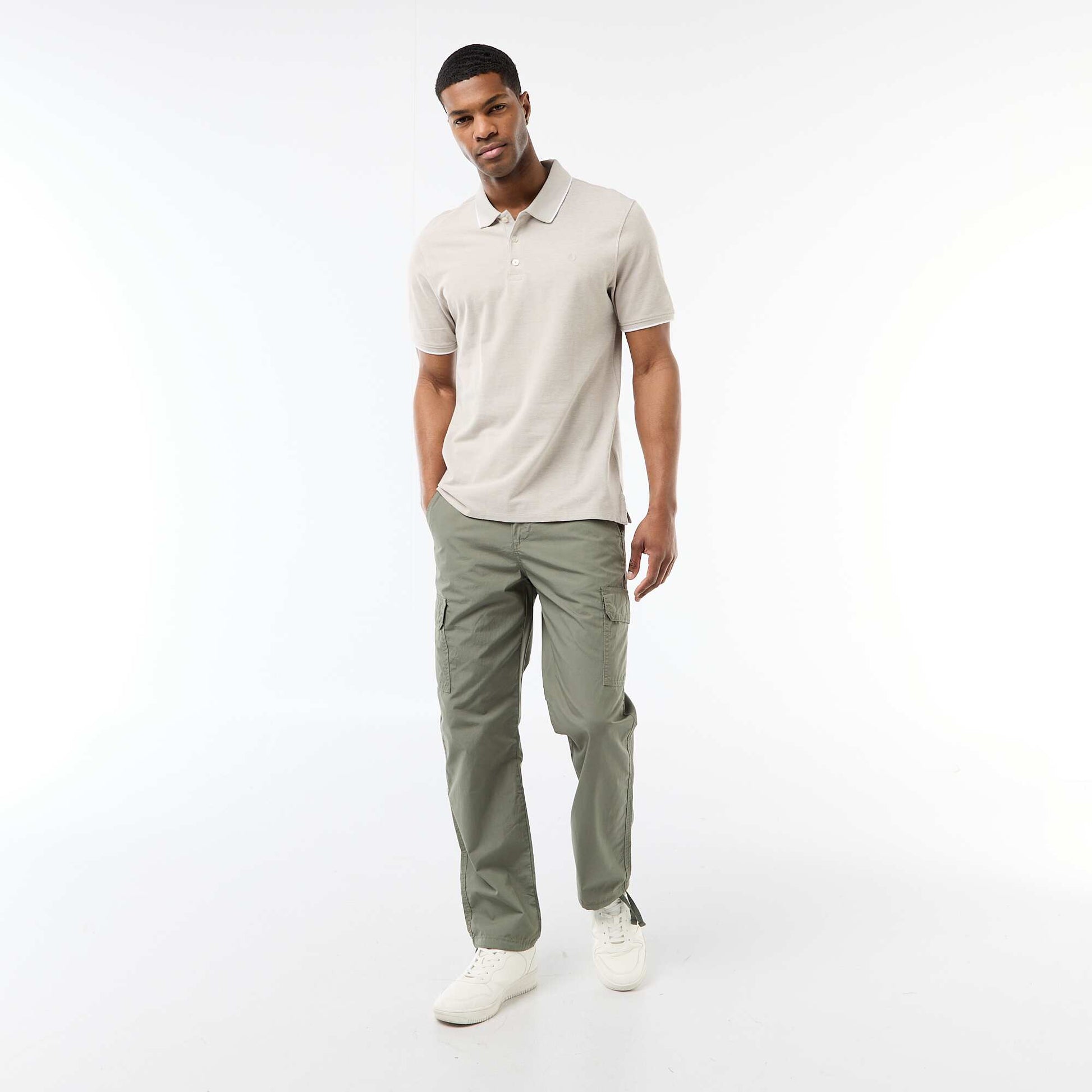 Polo Shirt with Chest Embroidery KHAKI