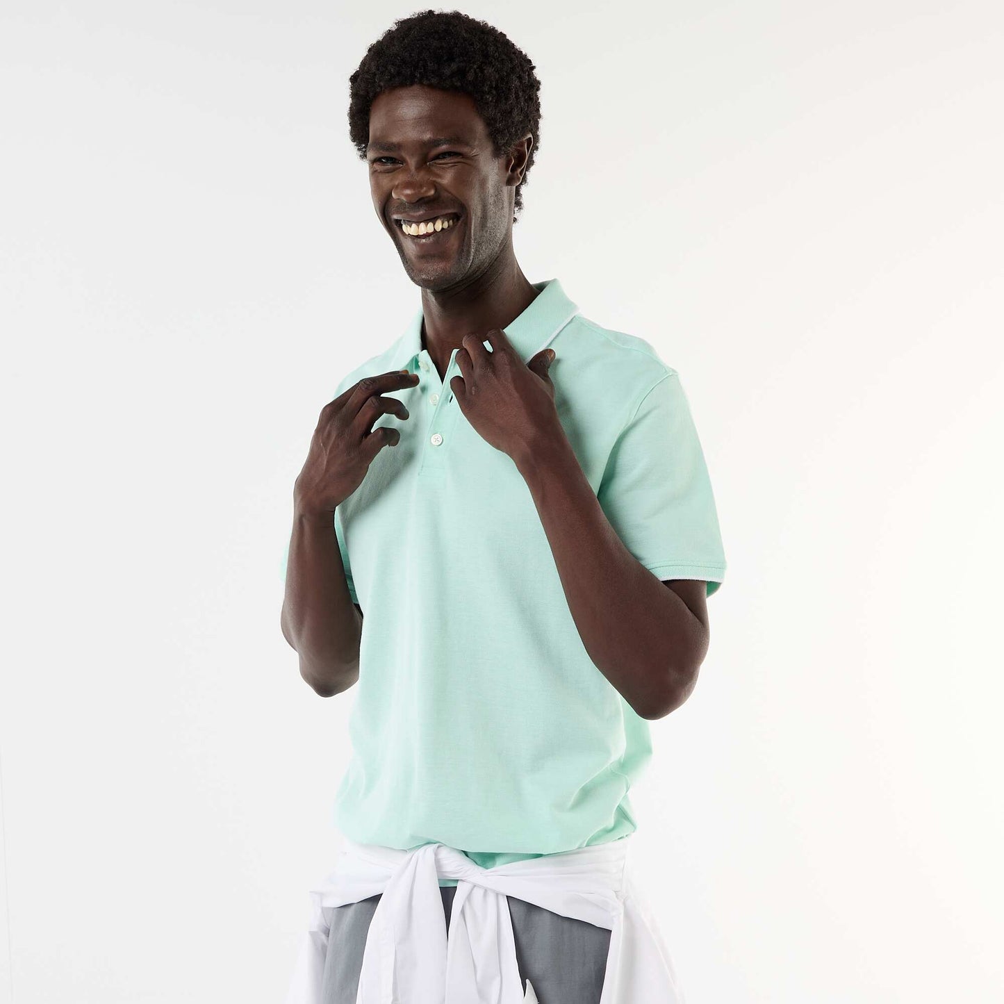Polo Shirt with Chest Embroidery GREEN