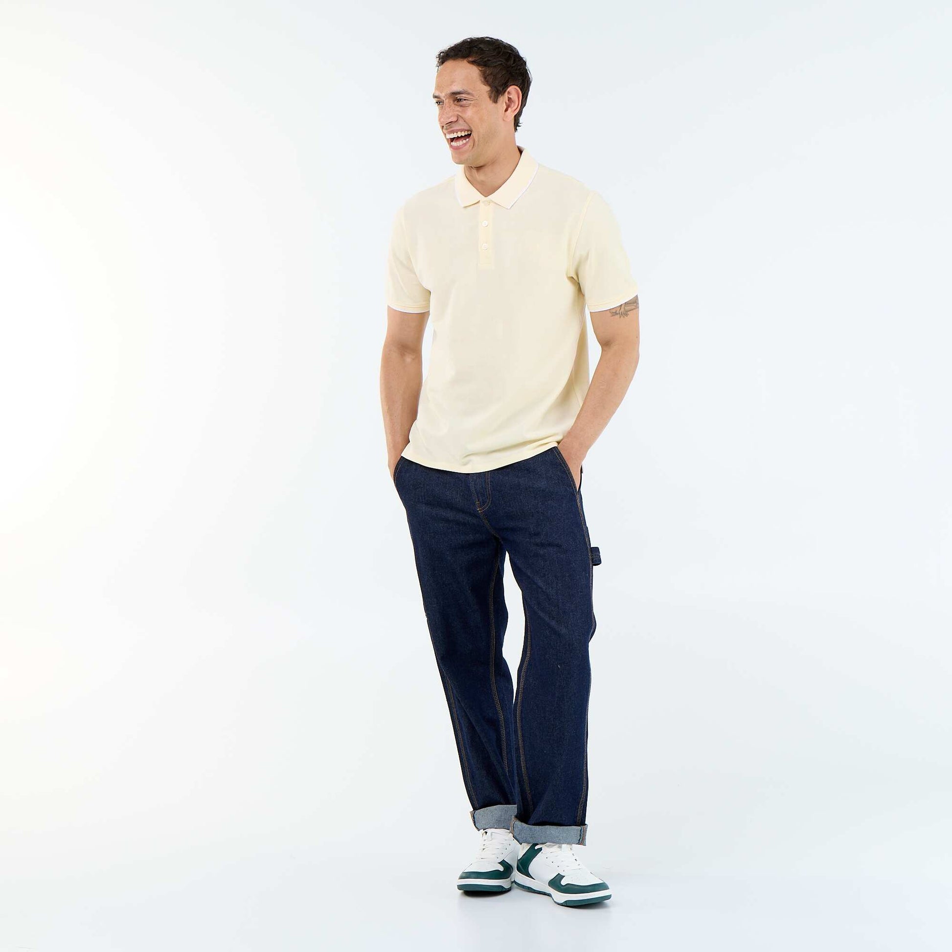 Polo Shirt with Chest Embroidery YELLOW