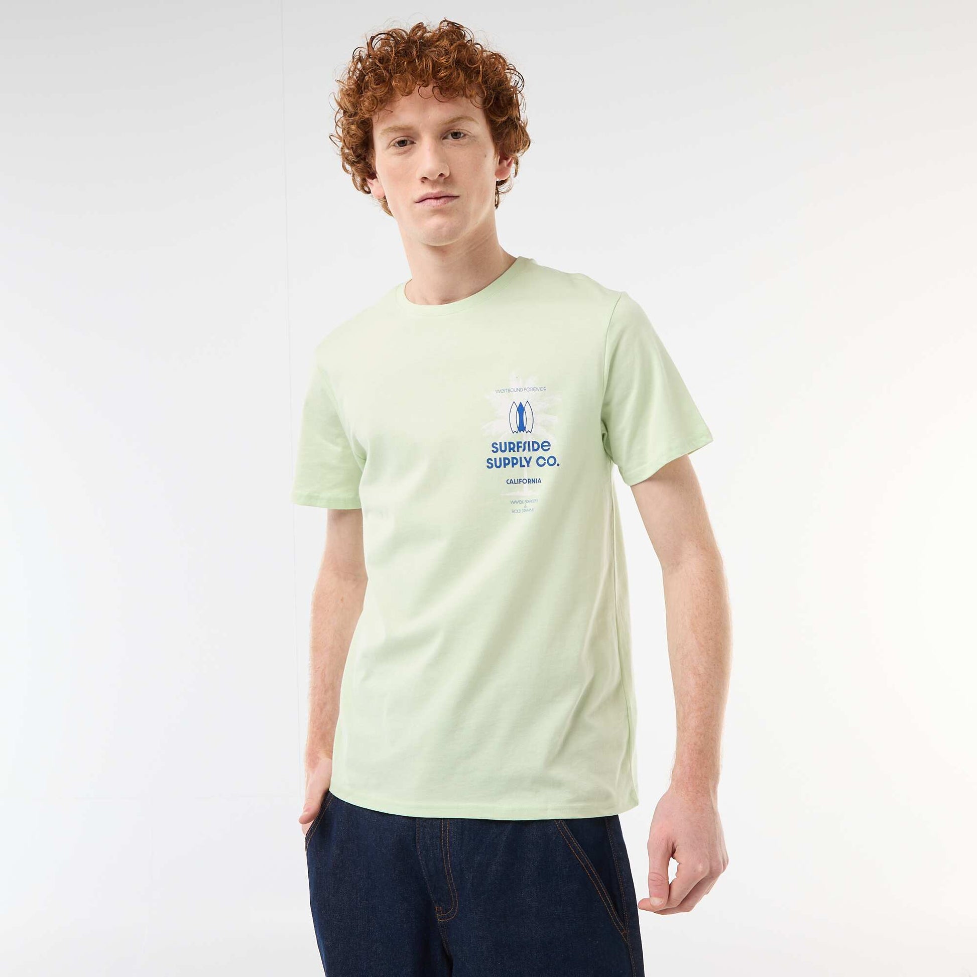 Printed Cotton Crew Neck T-Shirt GREEN