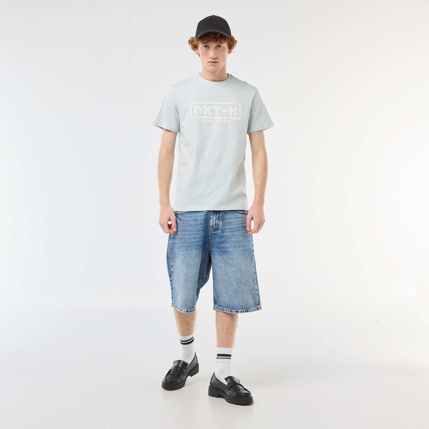 Printed Cotton Crew Neck T-Shirt GREY