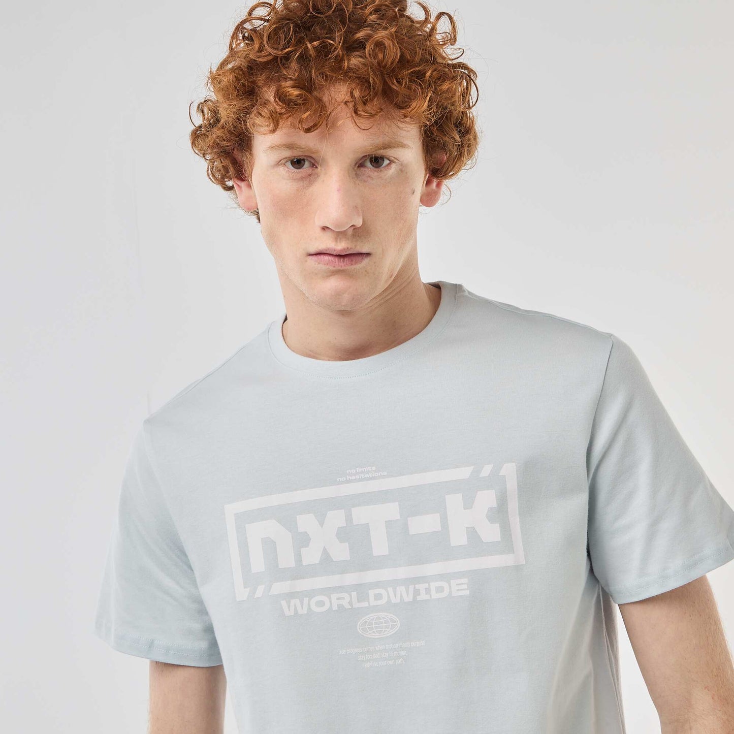 Printed Cotton Crew Neck T-Shirt GREY