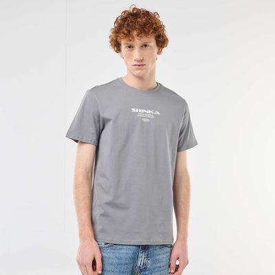 Printed Cotton Crew Neck T-Shirt GREY