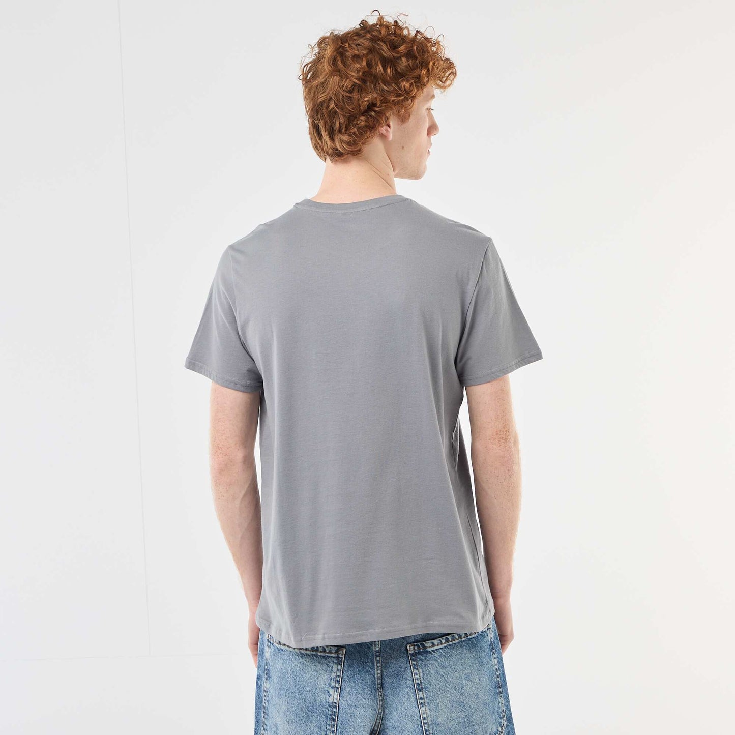 Printed Cotton Crew Neck T-Shirt GREY