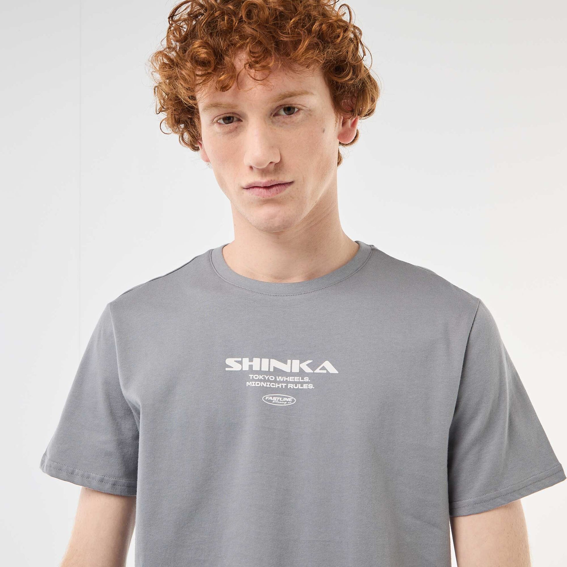 Printed Cotton Crew Neck T-Shirt GREY