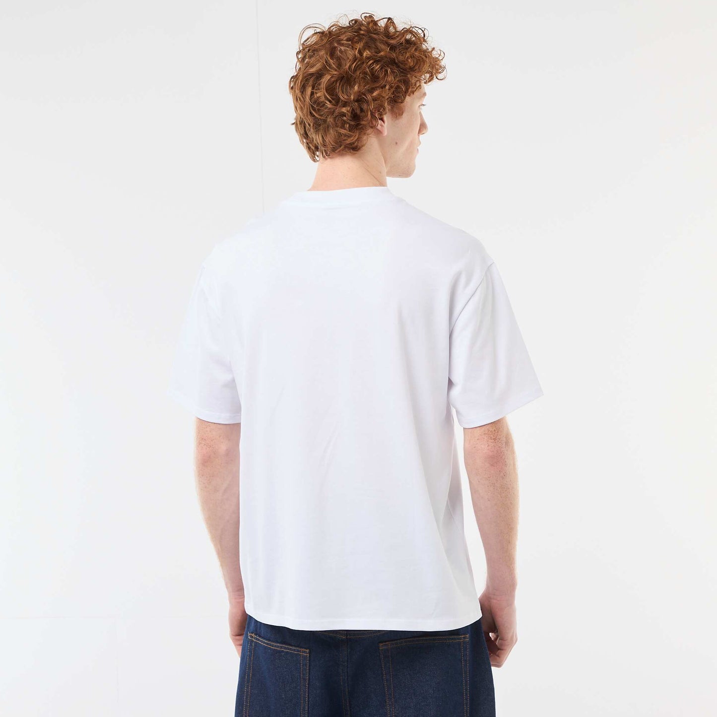 Crew Neck T-Shirt with Contrast Embroidery WHITE