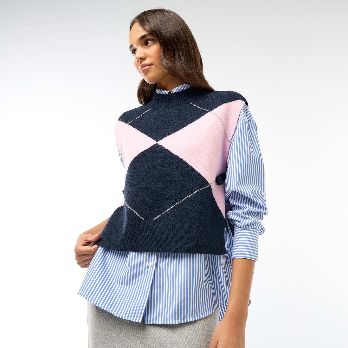 Sleeveless Sweater with Side Tie Details BLUE