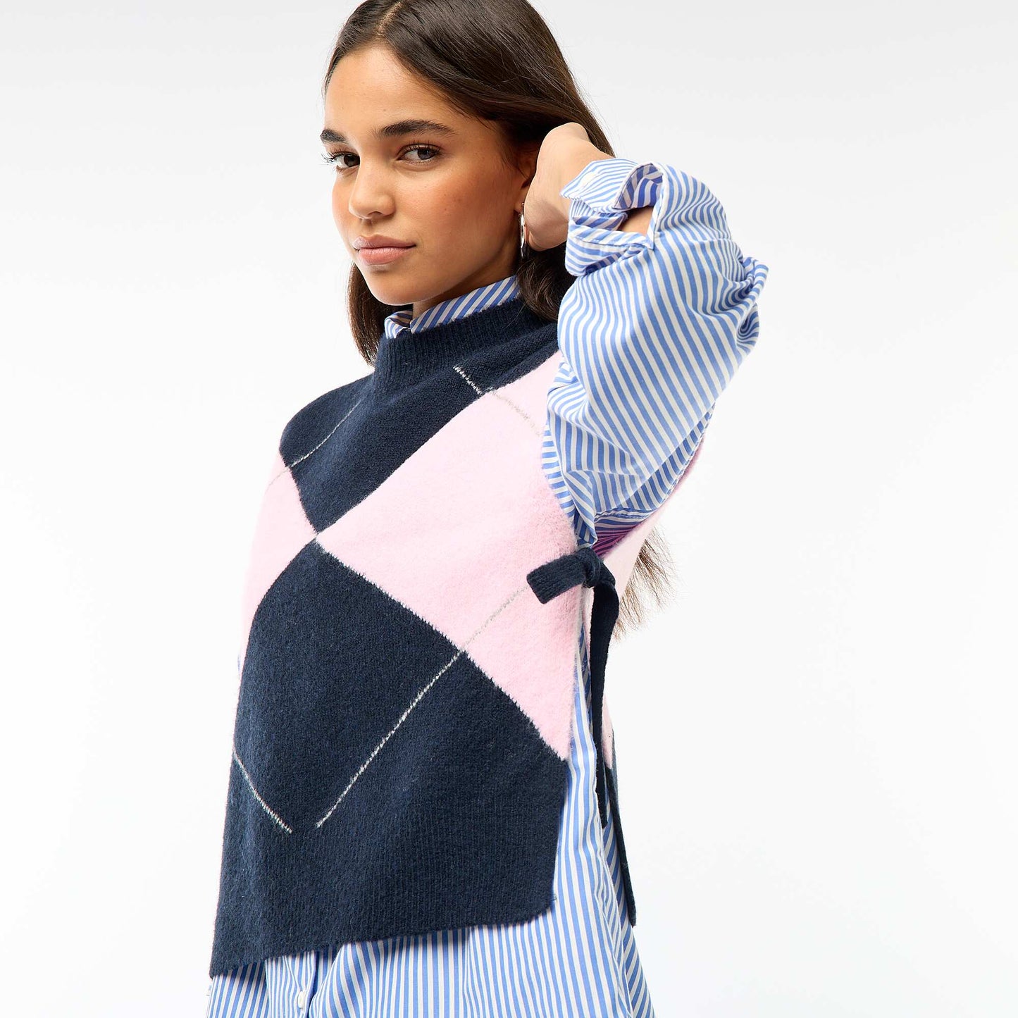 Sleeveless Sweater with Side Tie Details BLUE