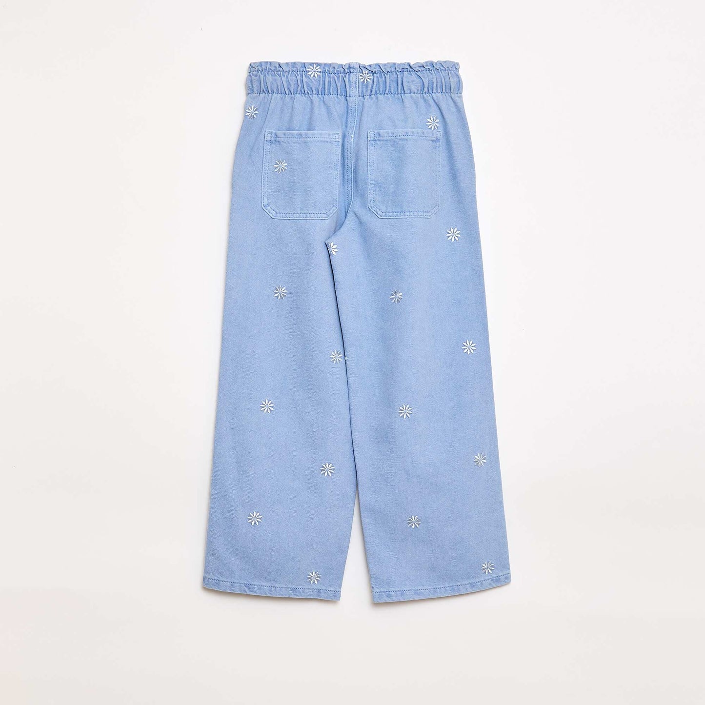 Wide Leg Jeans with Embroidered Design BLUE