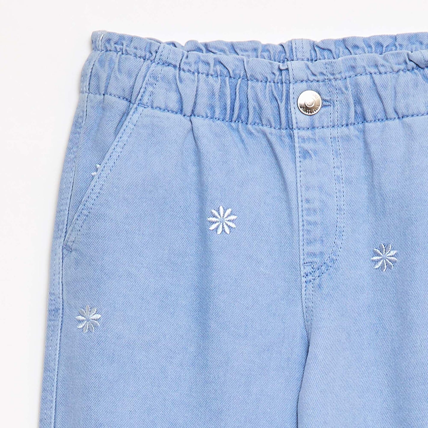 Wide Leg Jeans with Embroidered Design BLUE