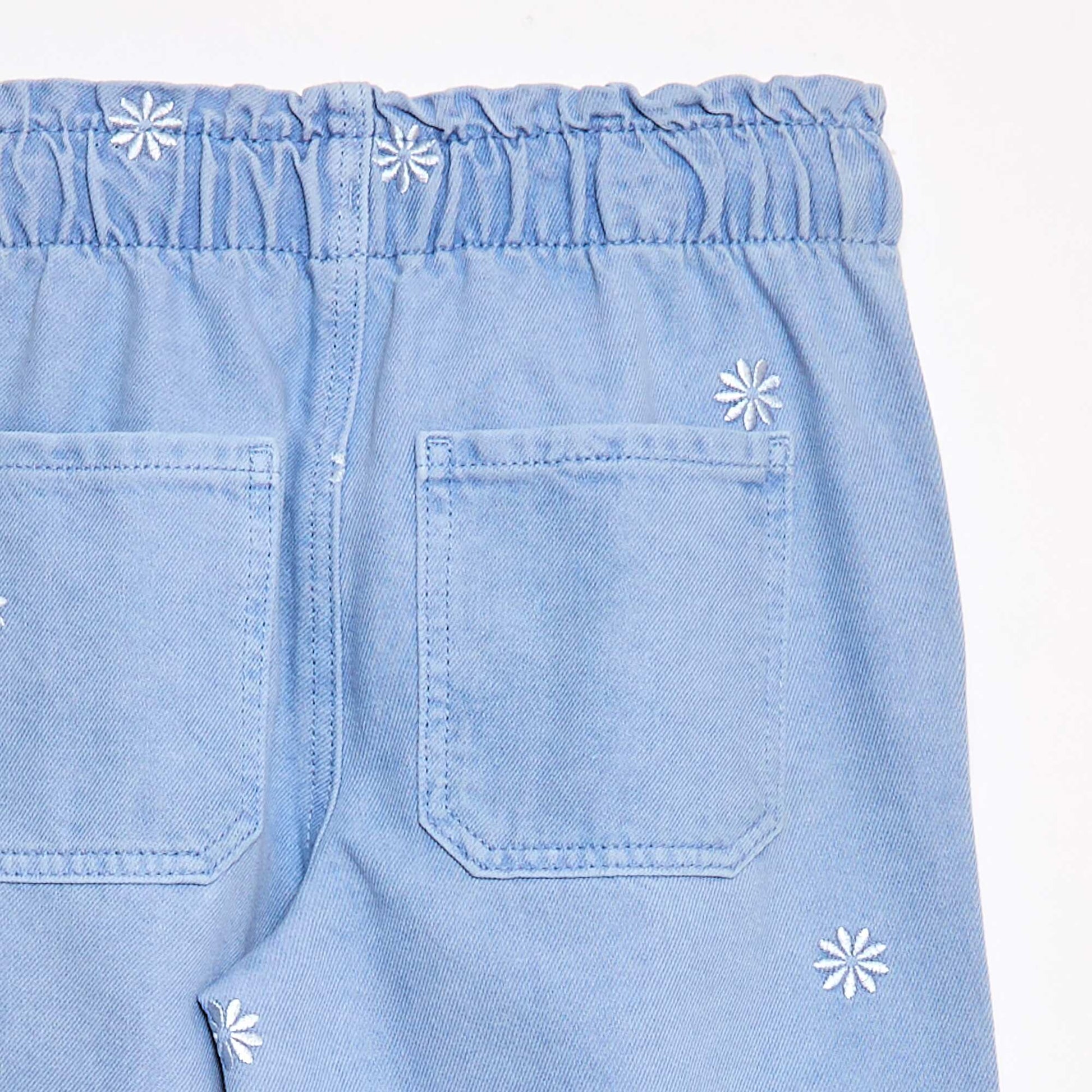 Wide Leg Jeans with Embroidered Design BLUE