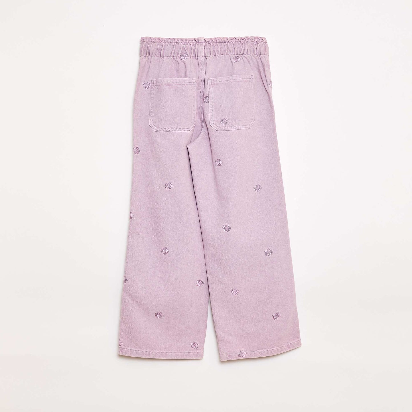 Wide Leg Jeans with Embroidered Design PURPLE