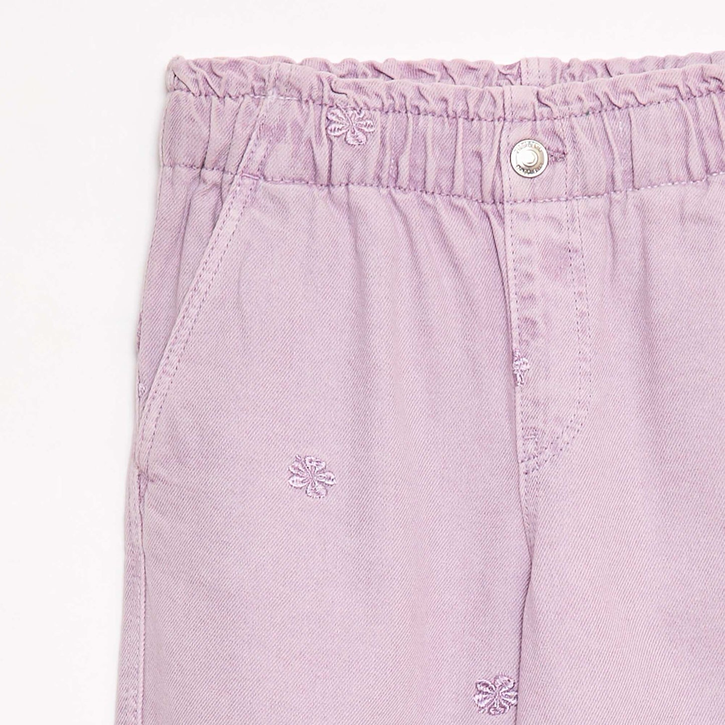 Wide Leg Jeans with Embroidered Design PURPLE