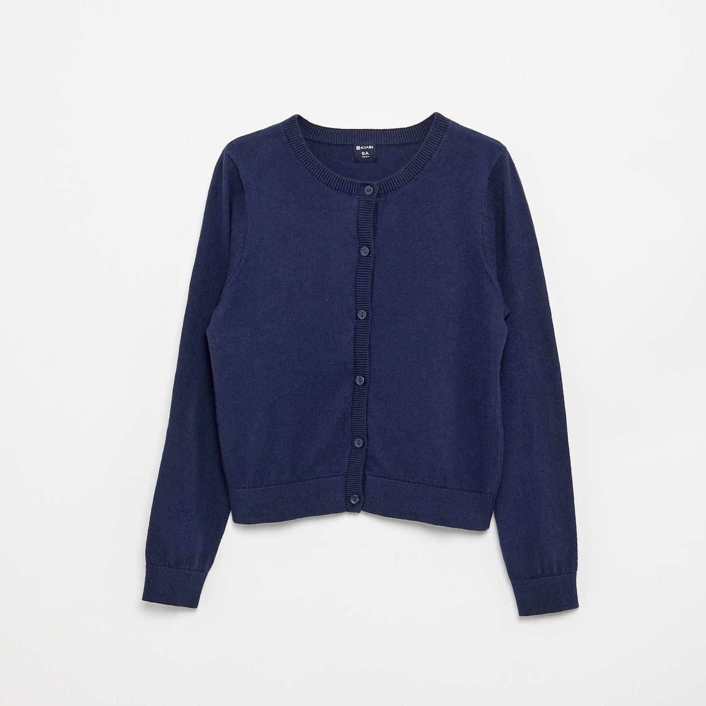Lightweight Plain Crew Neck Cardigan BLACK
